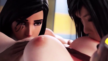 Sexy ass Overwatch heroes Mercy and Tracer having sex