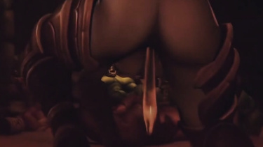 Big tits dark elf sucking and getting fucked by orcs