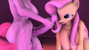 Fluttershy receives huge facial from Pinkie Pie